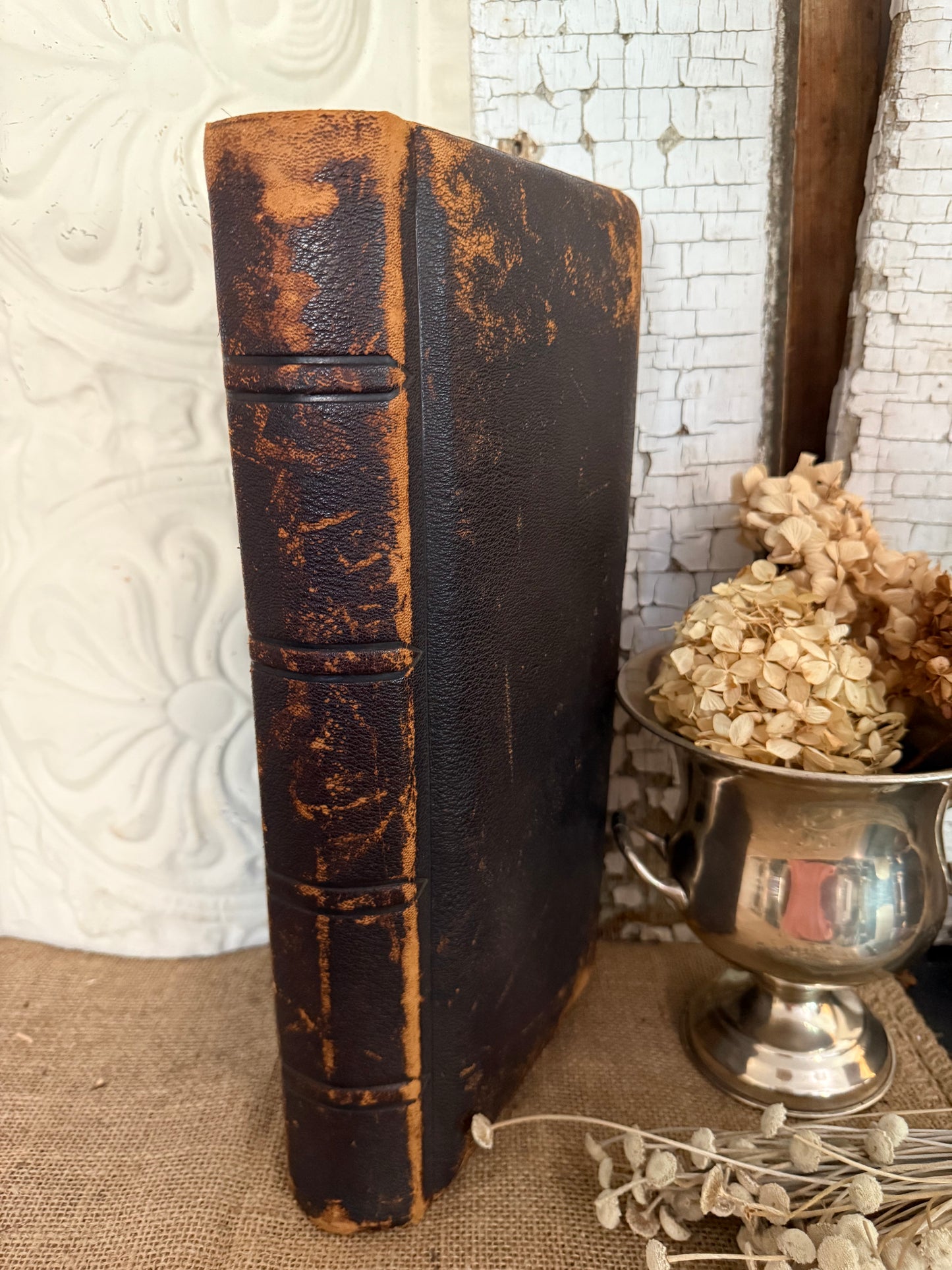 Antique Leather-Bound Cabinet Card Photo Album