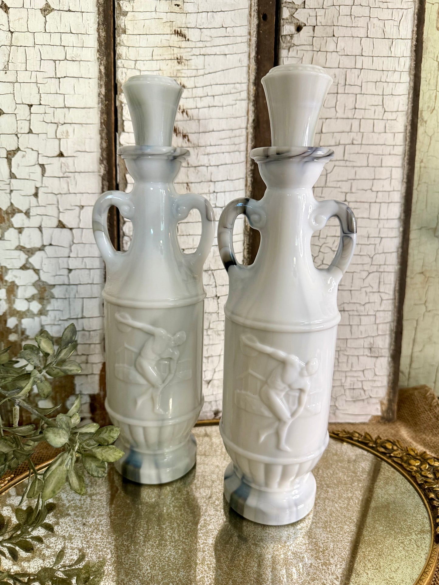 Vintage Jim Beam Slag Glass Decanters