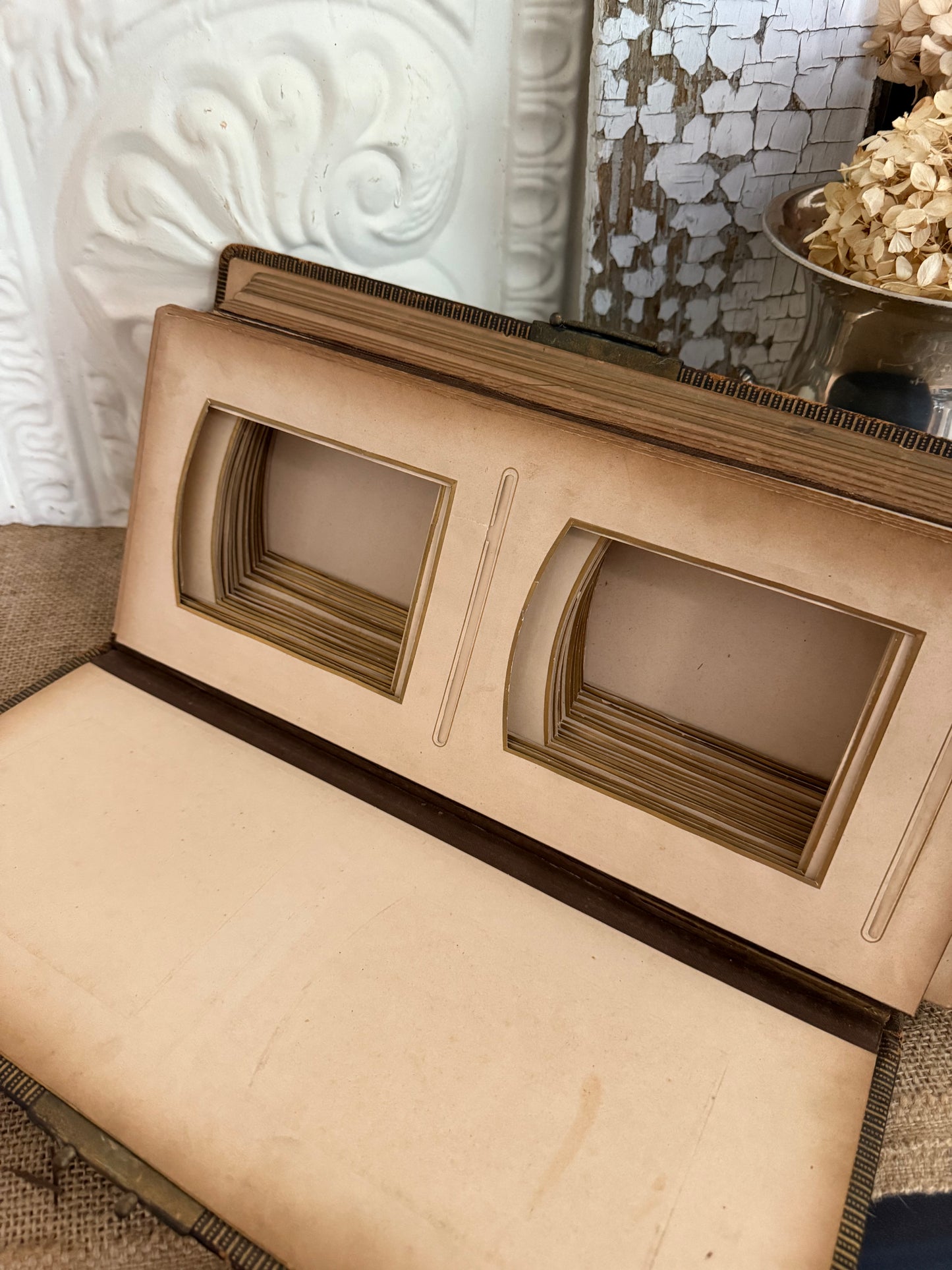 Antique Leather-Bound Cabinet Card Photo Album
