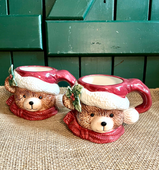 1991 Fitz & Floyd Teddy Bear Mugs