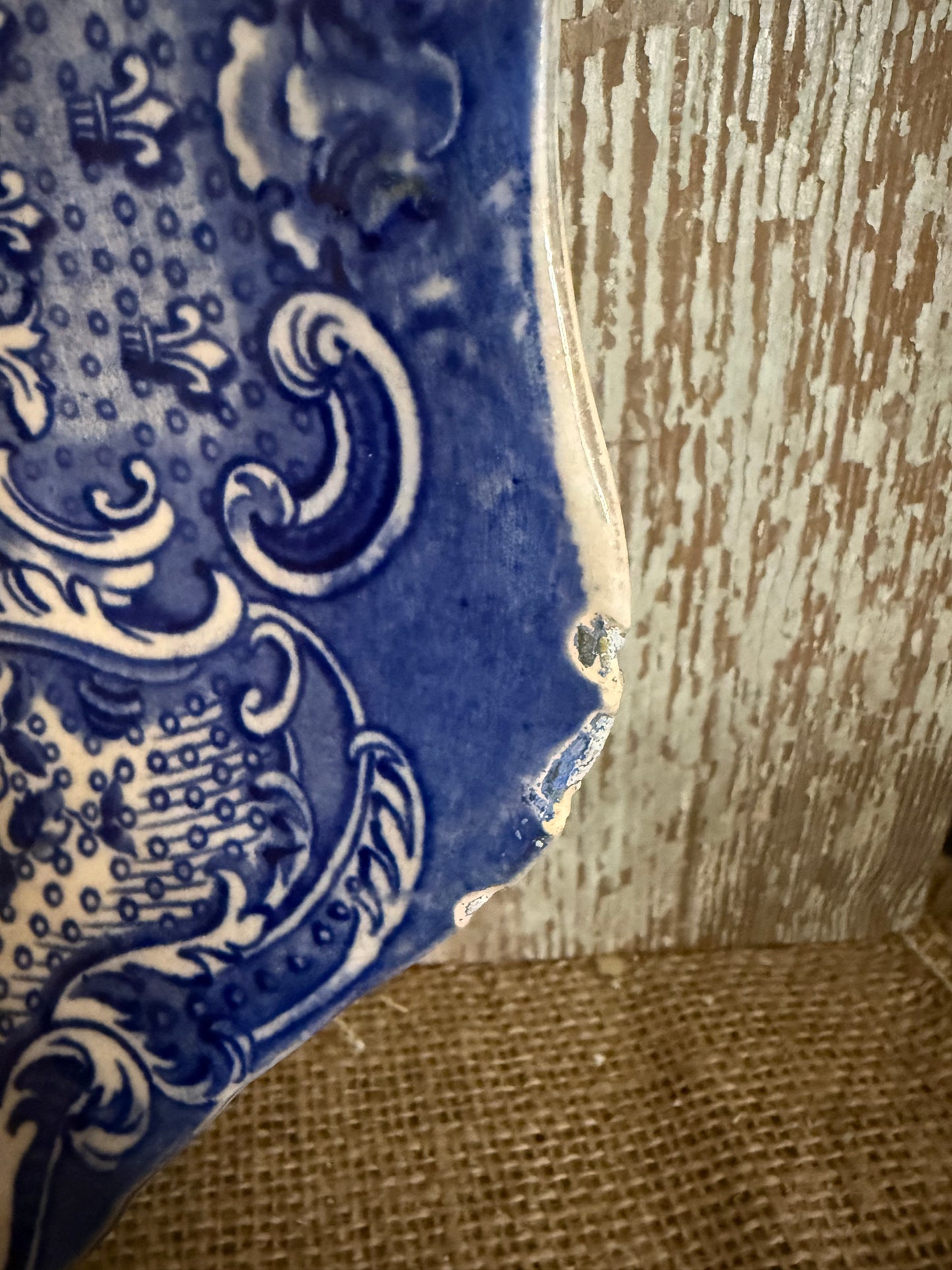 John Edward Fleur De Lys Blue Transferware Platter