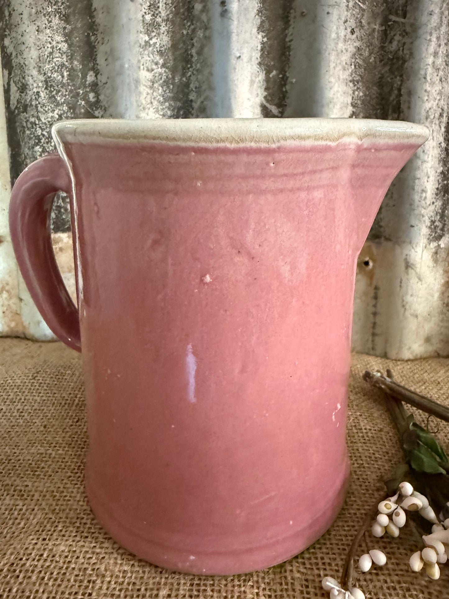 Pink Stoneware Pitcher
