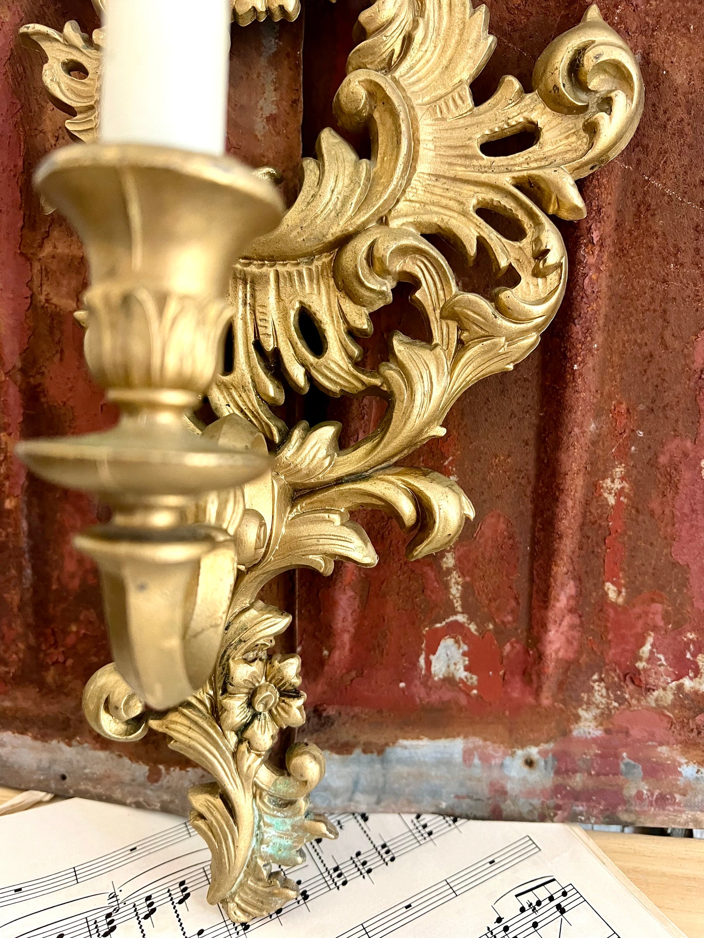 Ornate Gold Candle Sconce