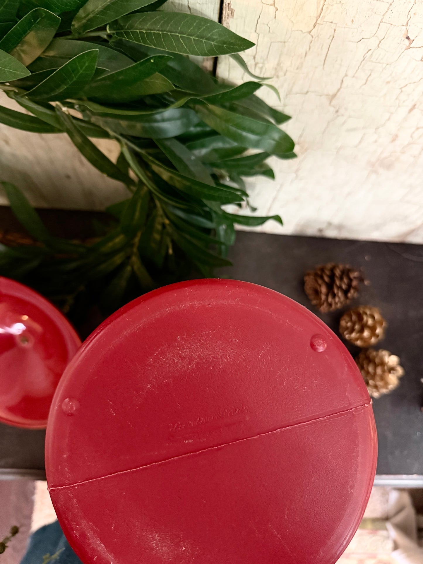 Vintage Red Lustro Ware Ice Bucket • Mid-Century Modern Barware