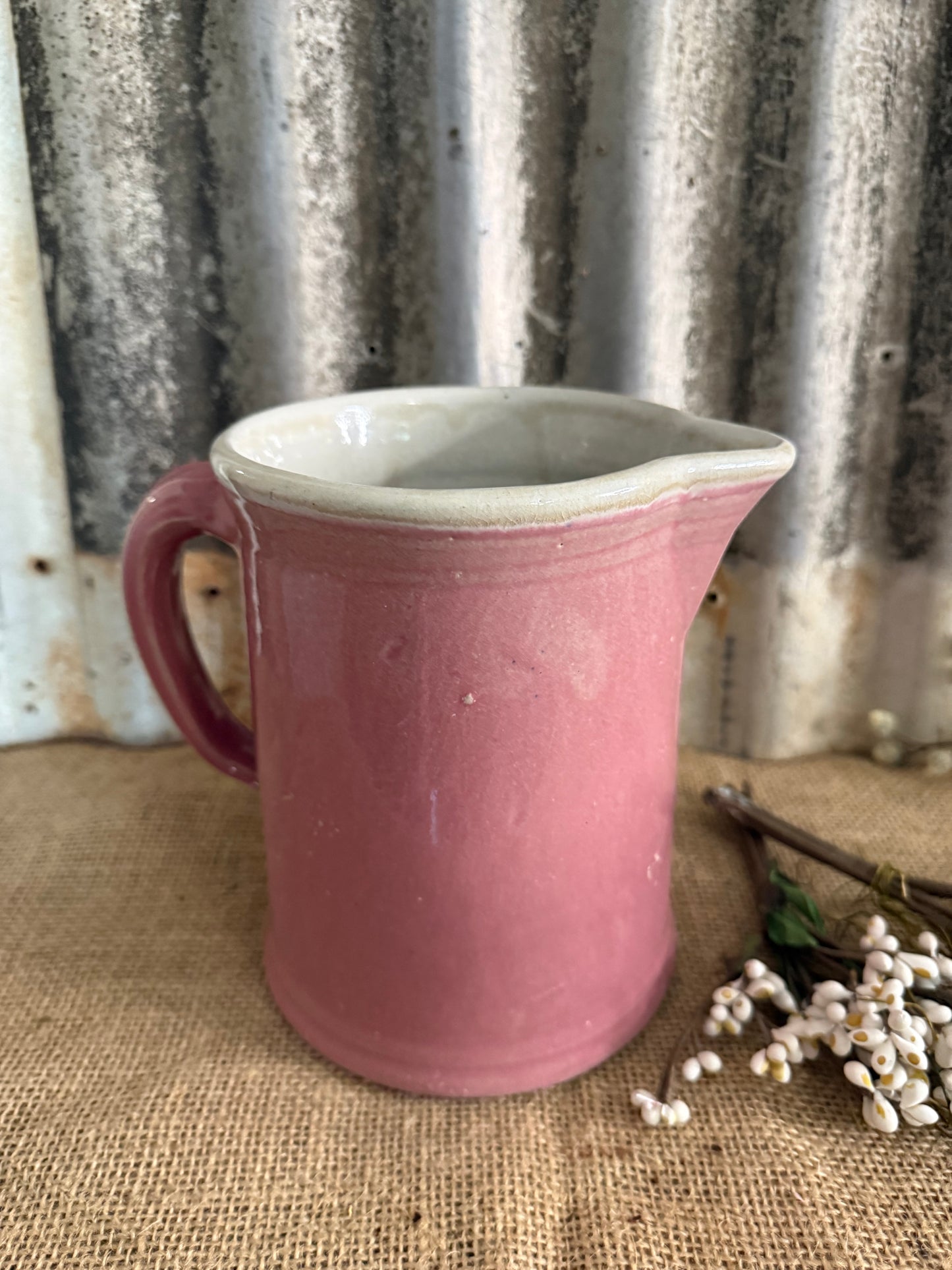 Pink Stoneware Pitcher