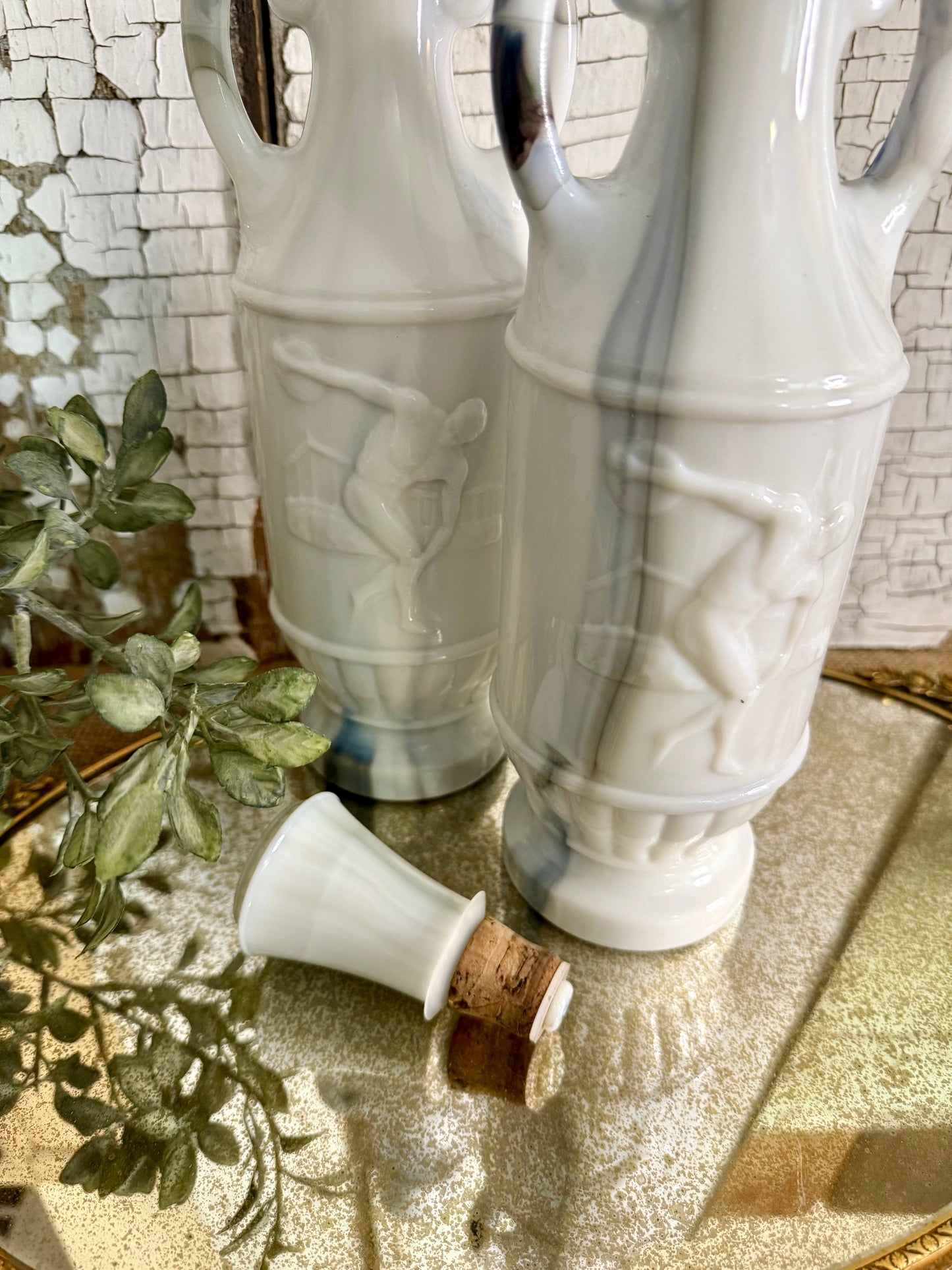 Vintage Jim Beam Slag Glass Decanters
