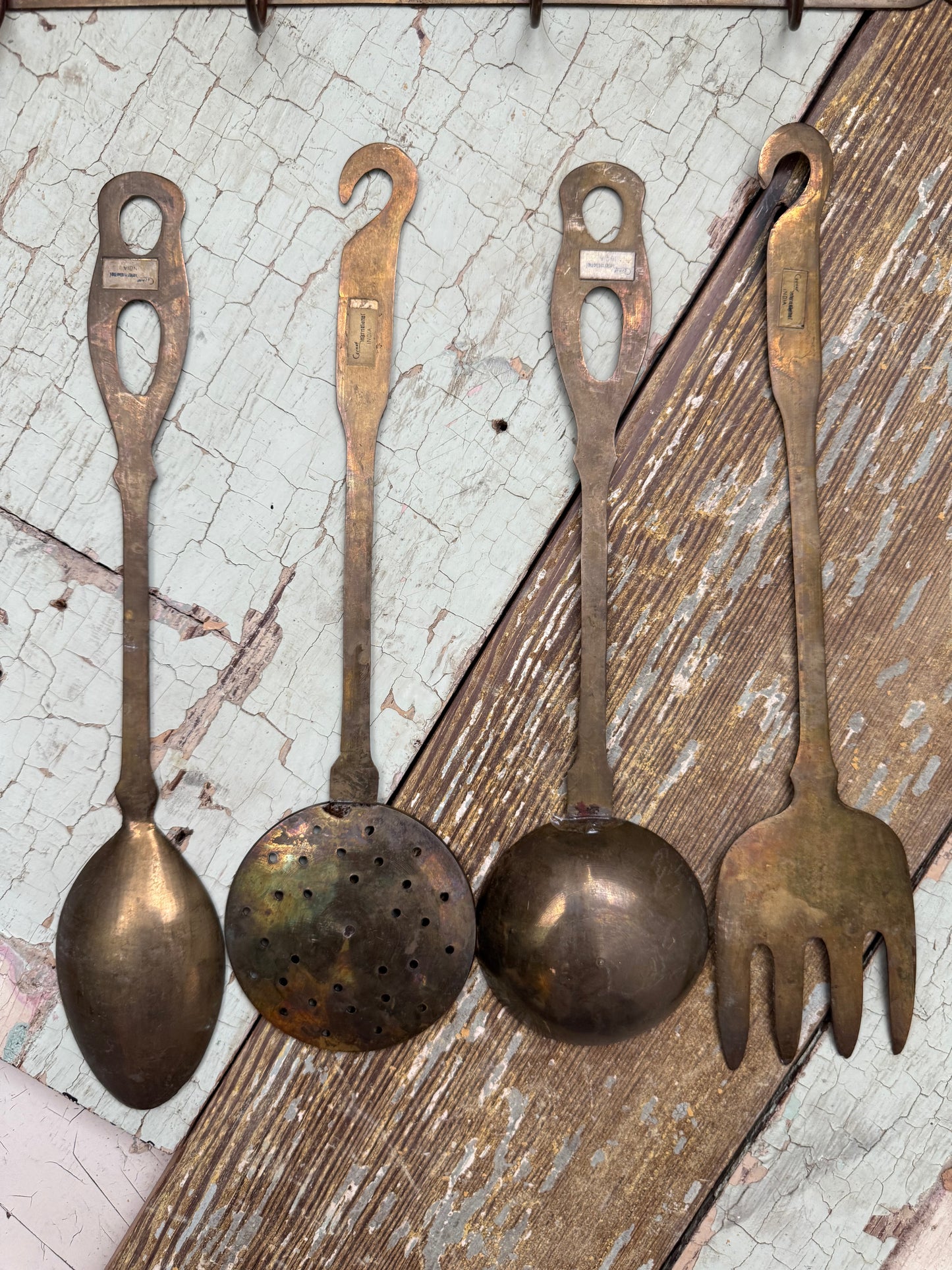Brass Hanging Utensil Set