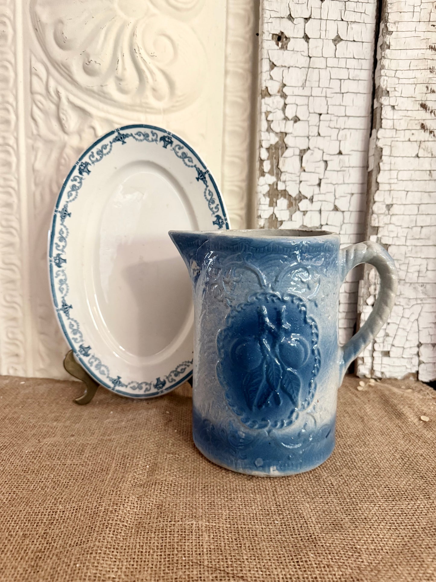 Antique Salt Glazed Apricot Pitcher