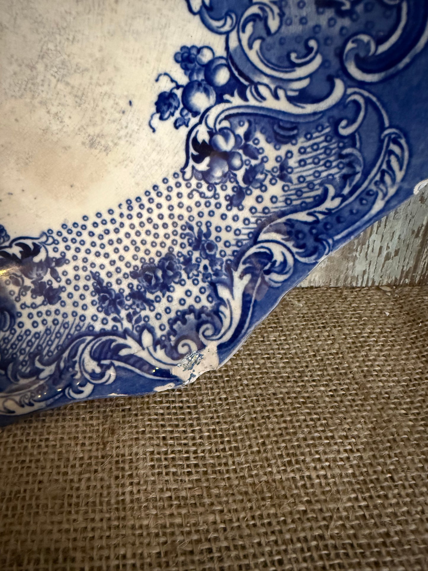 John Edward Fleur De Lys Blue Transferware Platter