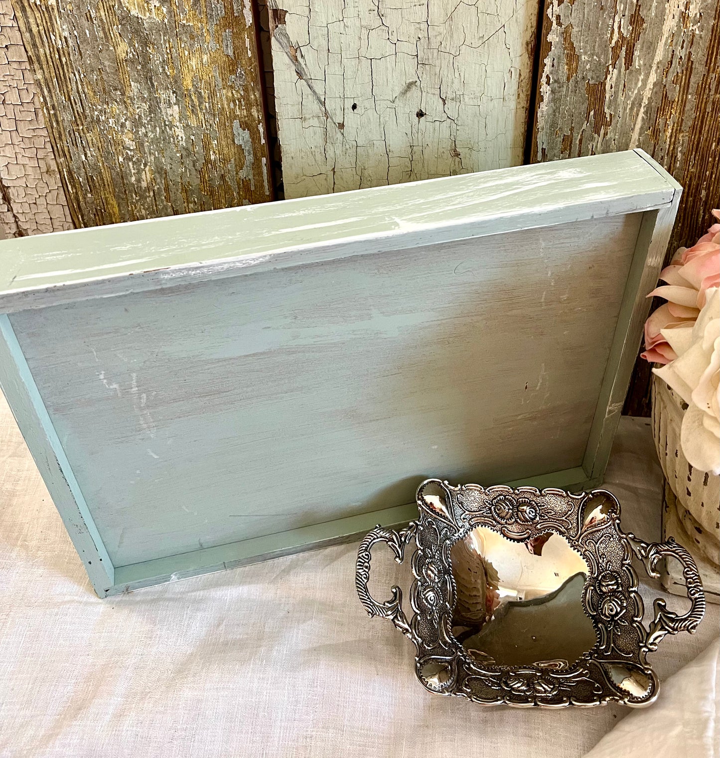 Wooden Tray with Needlepoint Insert