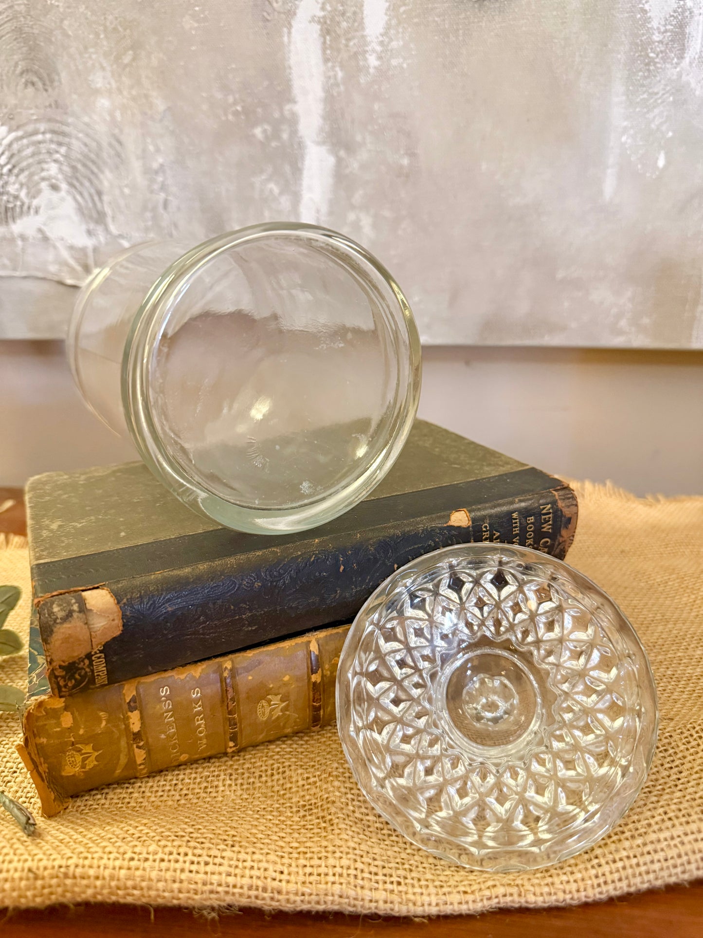 Glass Apothecary Jar diamond Cut Top