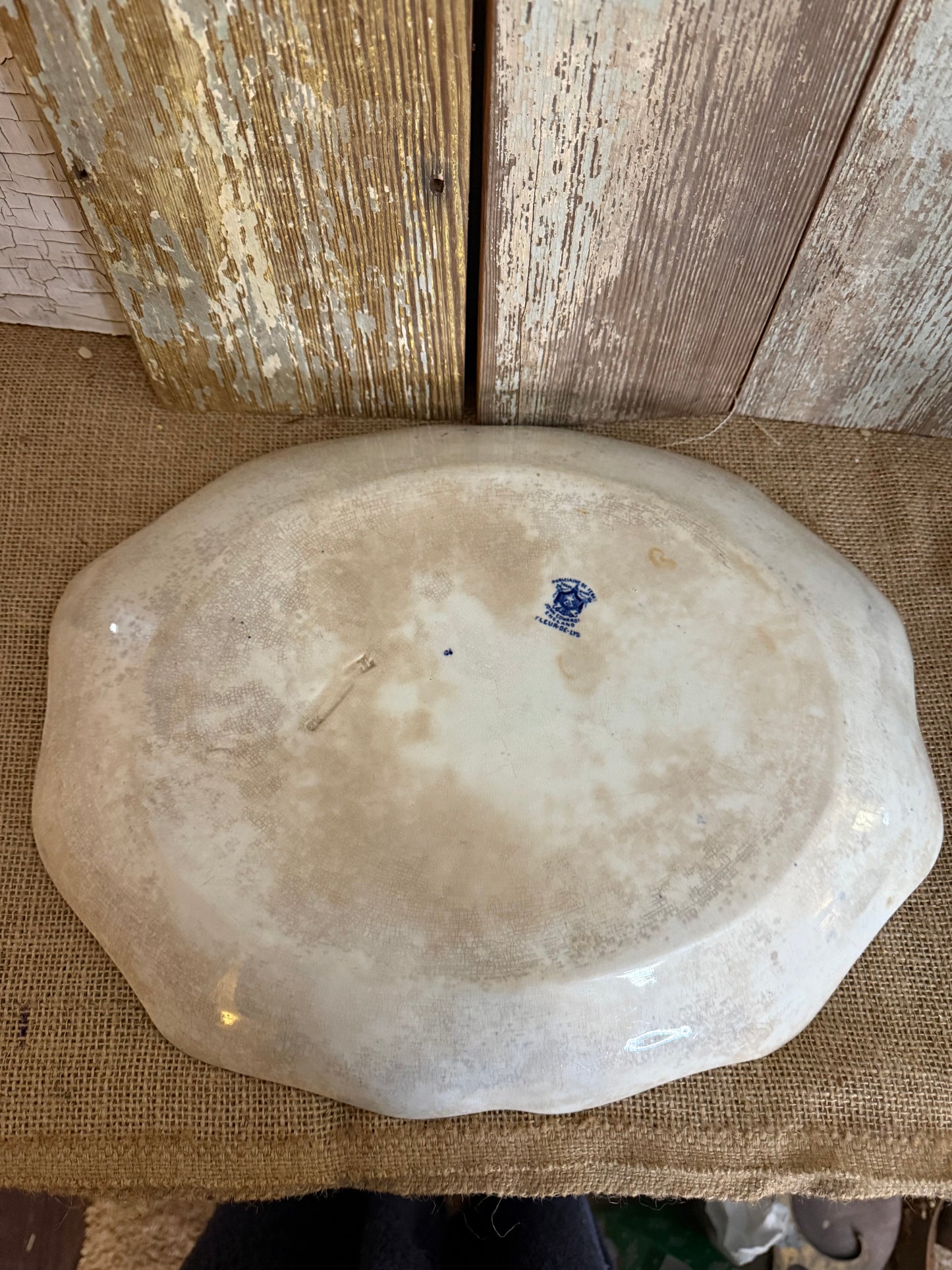 John Edward Fleur De Lys Blue Transferware Platter