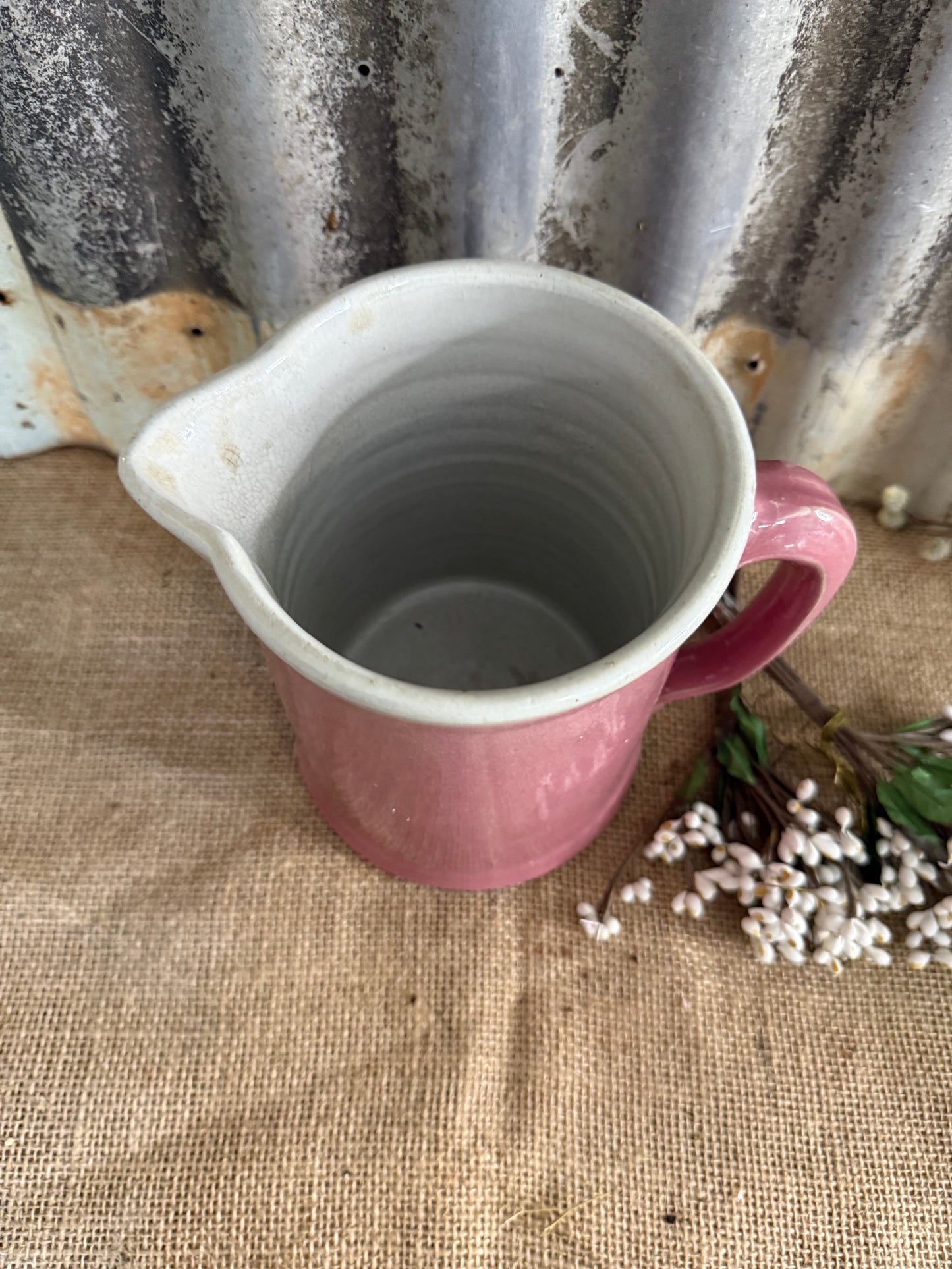 Pink Stoneware Pitcher