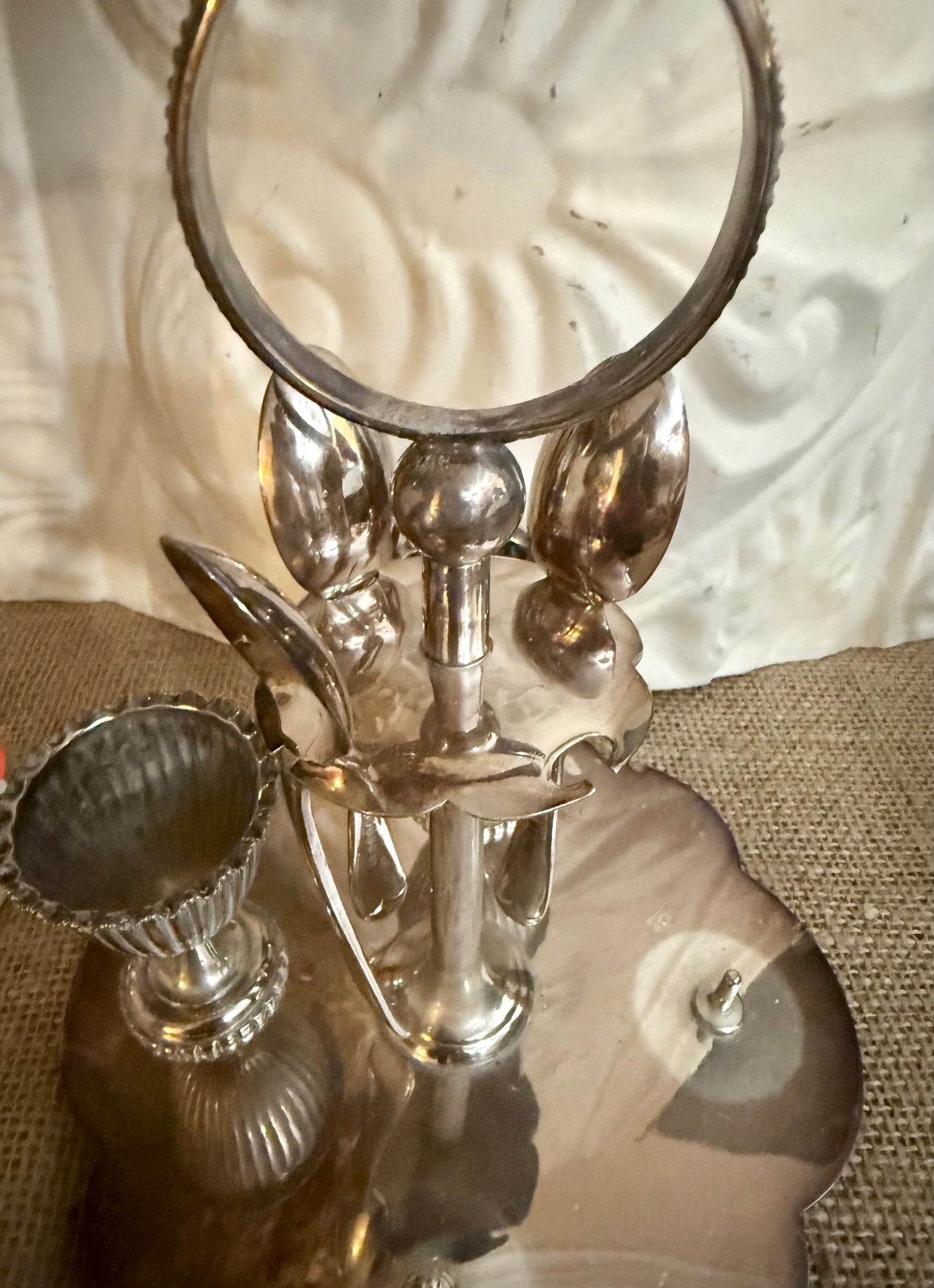 Vintage Silver Plate Egg Cruet Caddy