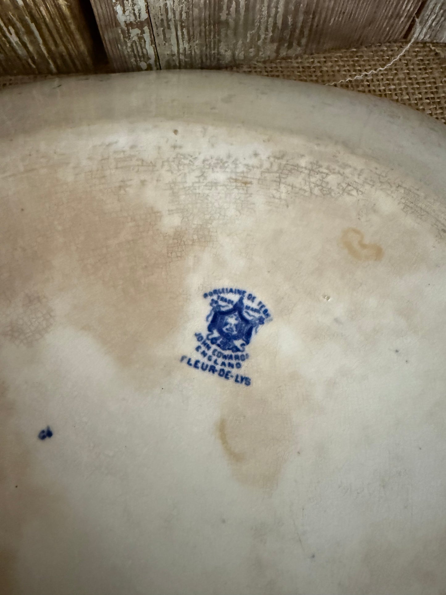 John Edward Fleur De Lys Blue Transferware Platter