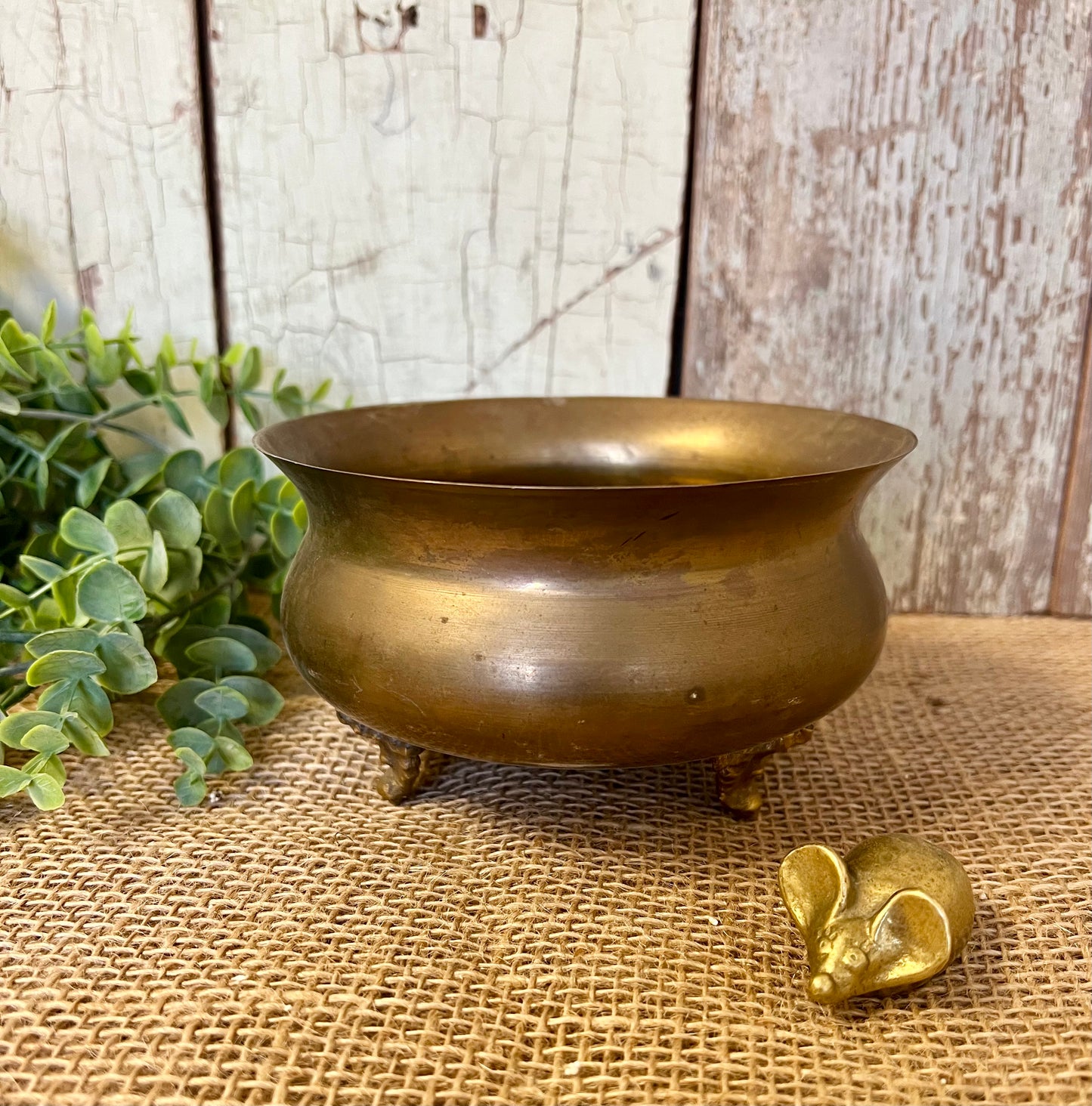 Brass Jeweled Planter