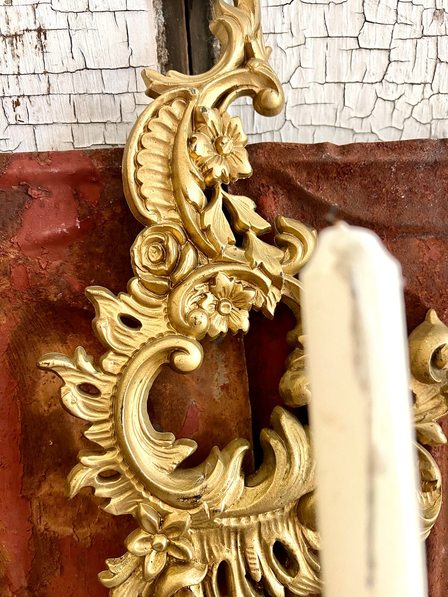 Ornate Gold Candle Sconce