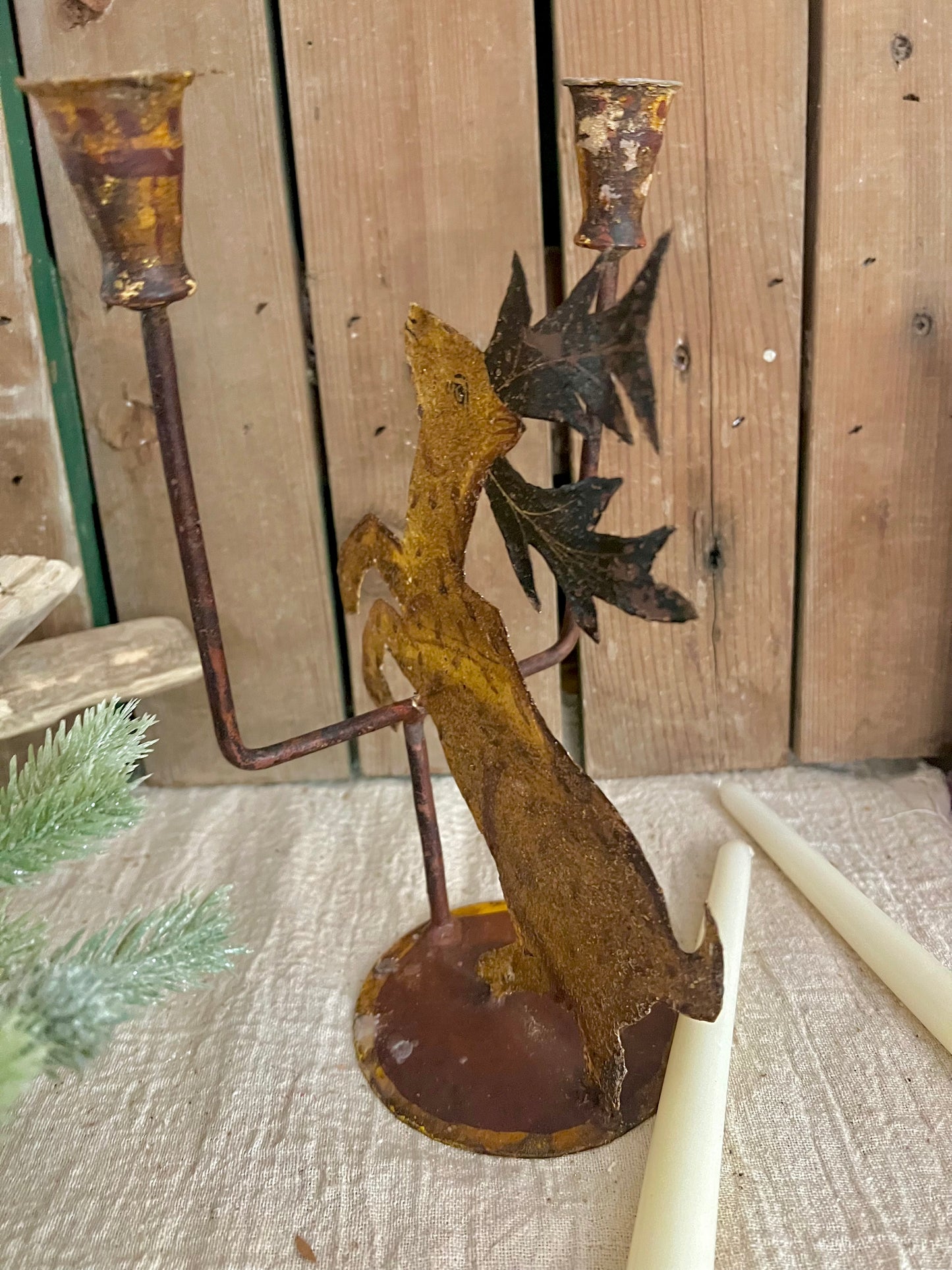 Metal Reindeer Double Candleholder
