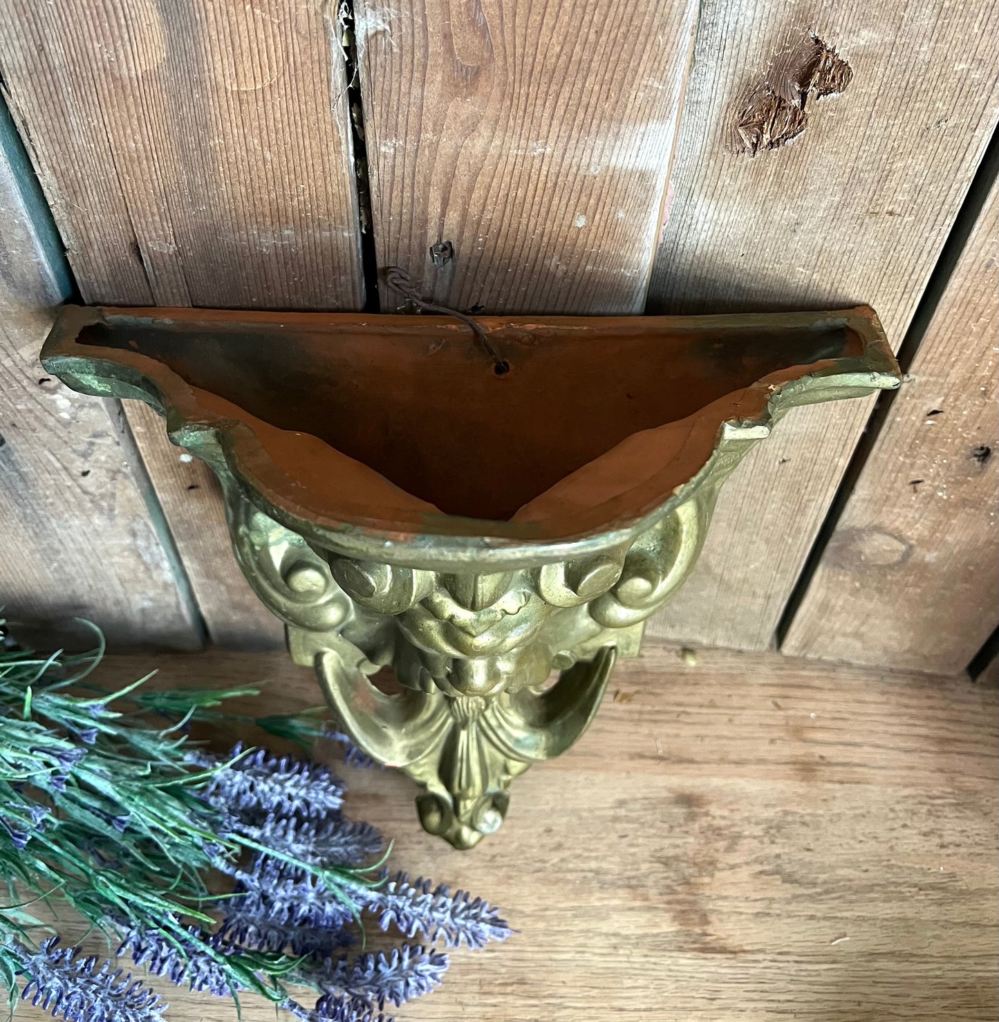 Gold Terracotta Lion Wall Pocket
