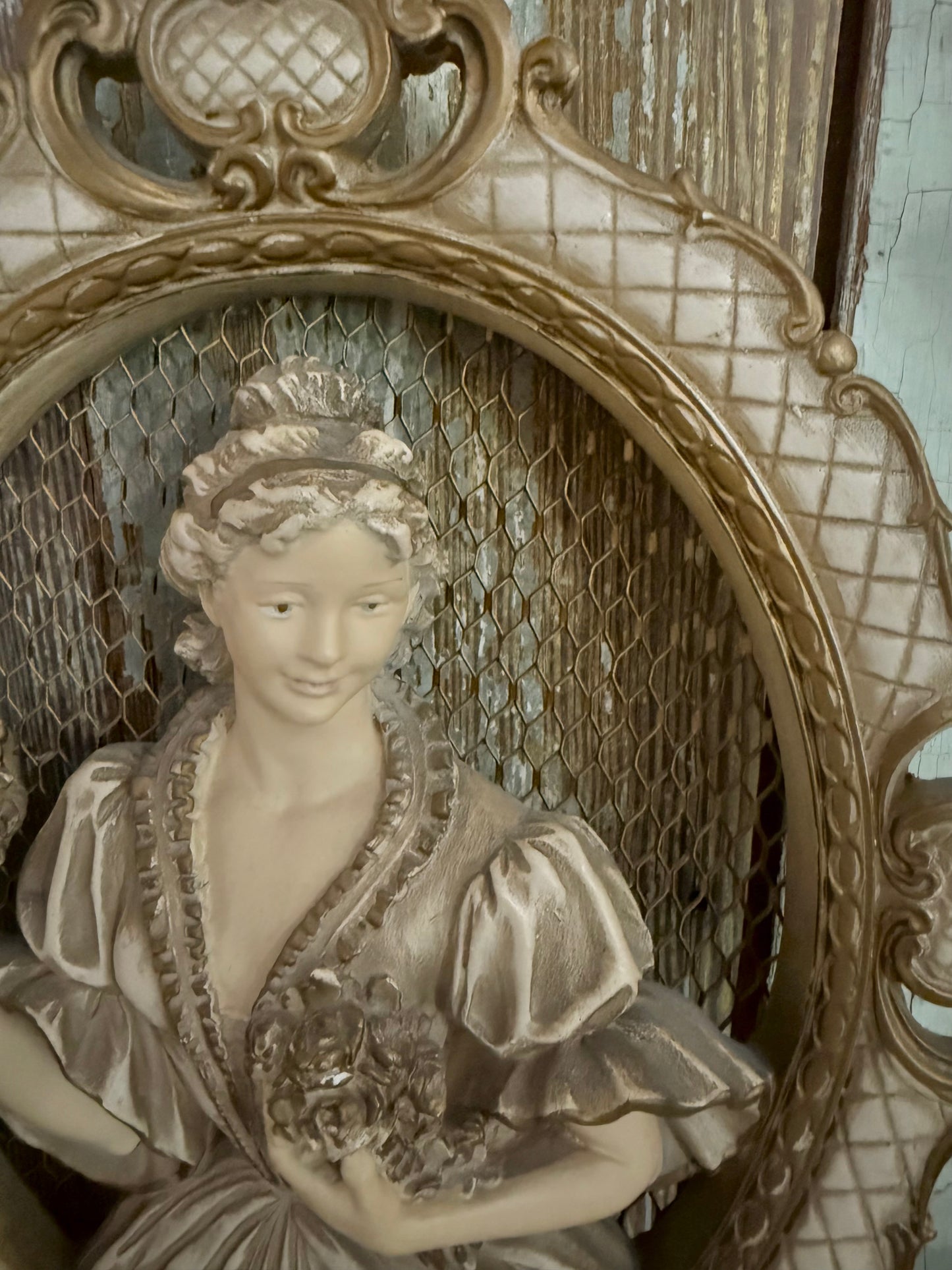 Victorian Lady Chalkware Wall Plaque