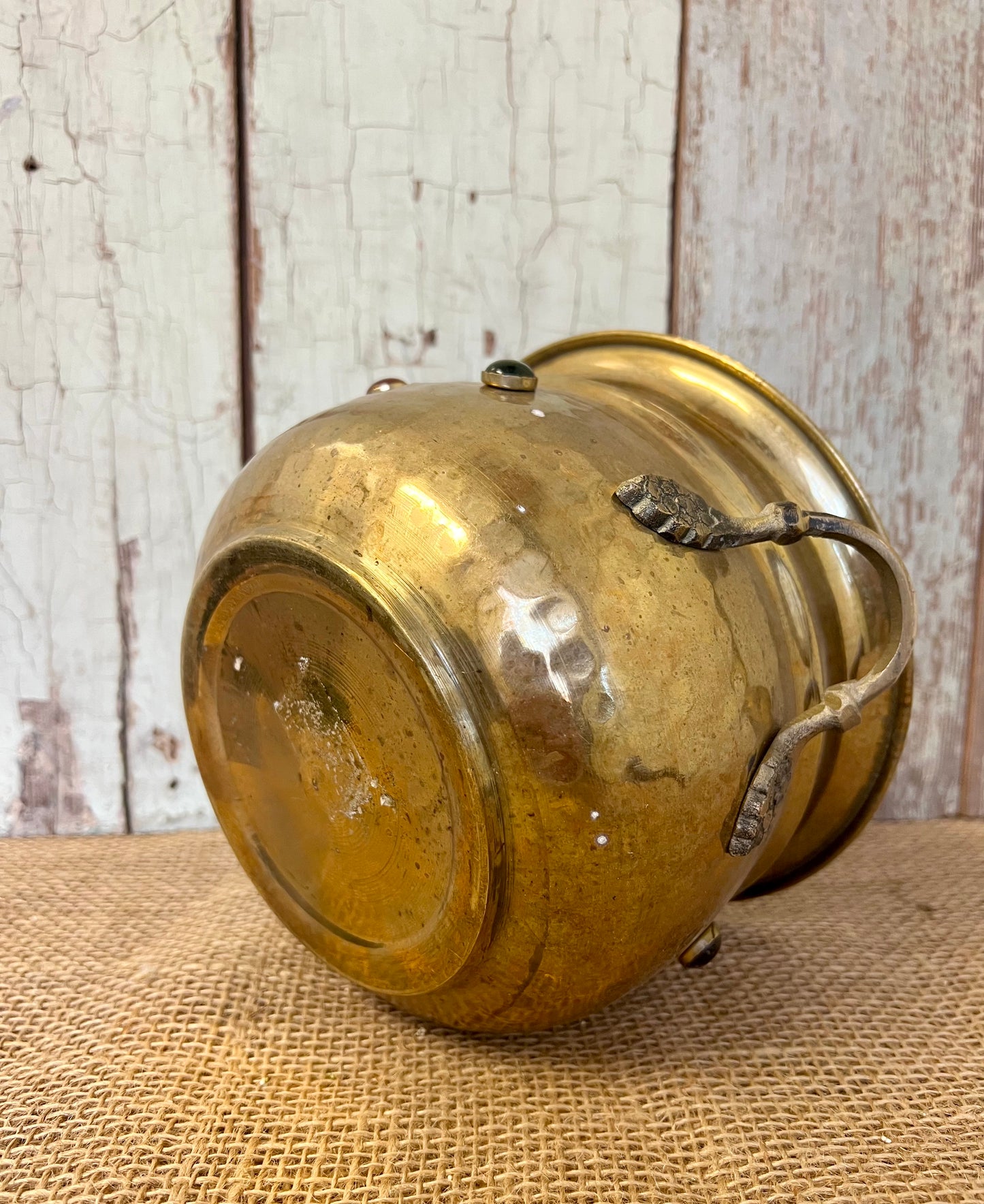 Brass Jeweled Planter