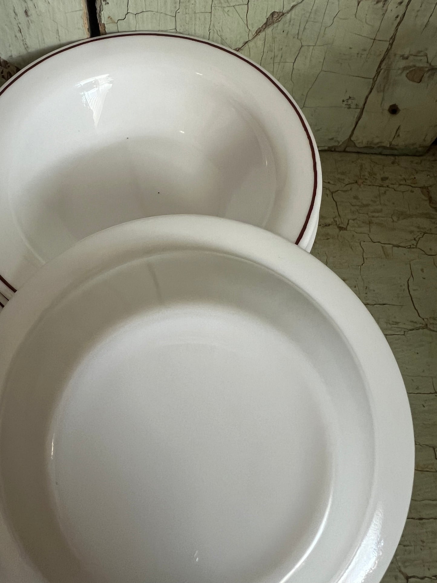 Milk Glass Brown Stripe Berry Bowl