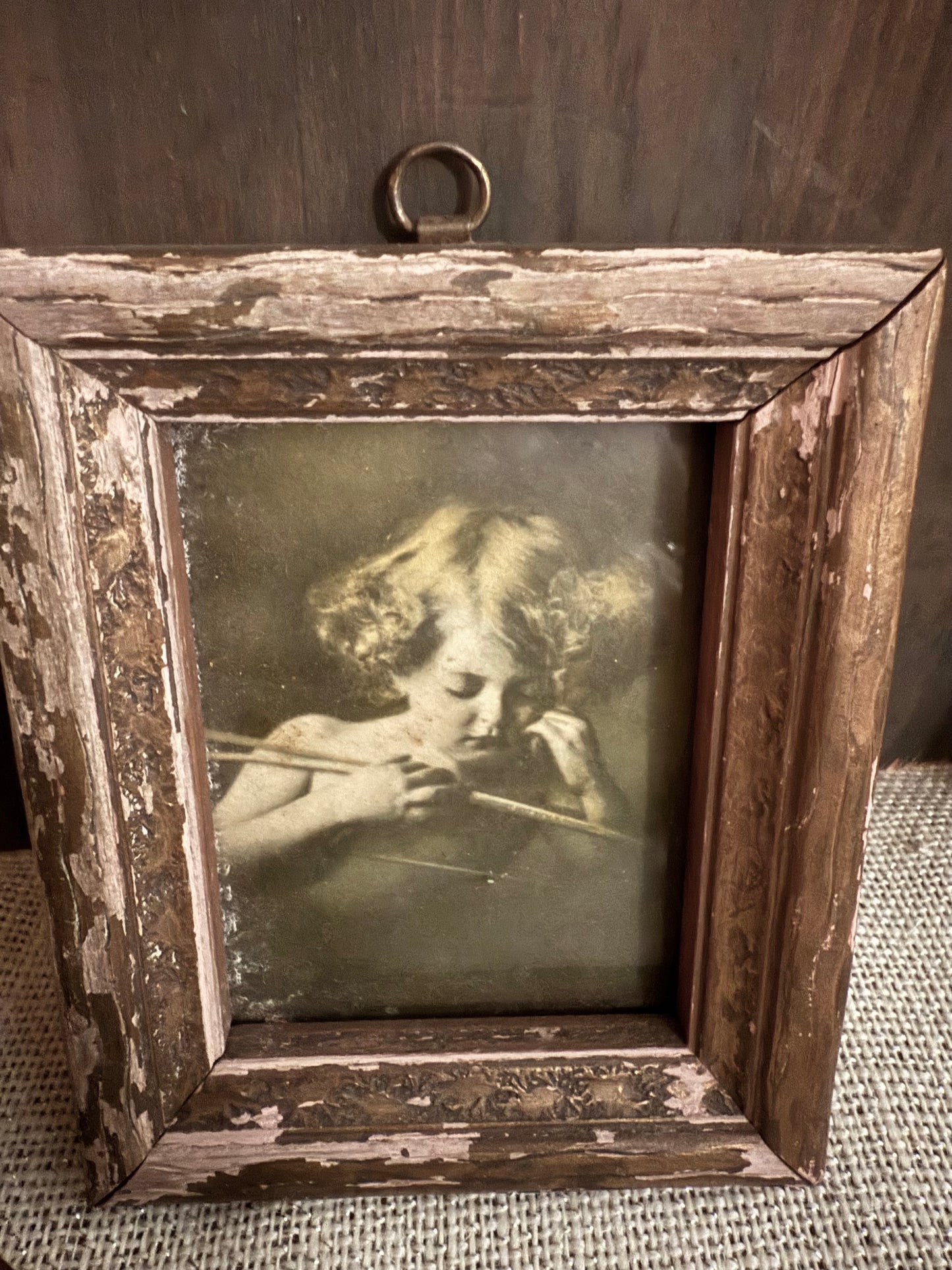 Child Photo in Antique Wooden Frame