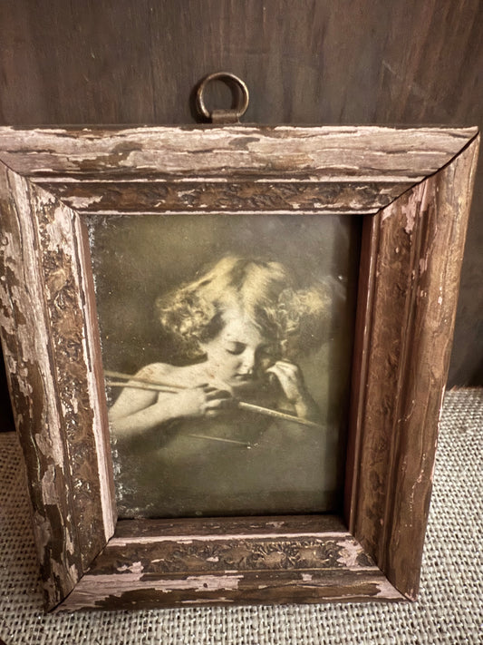 Child Photo in Antique Wooden Frame