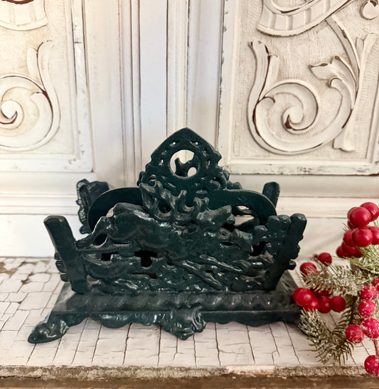 Green Metal Deer Napkin/Letter Holder