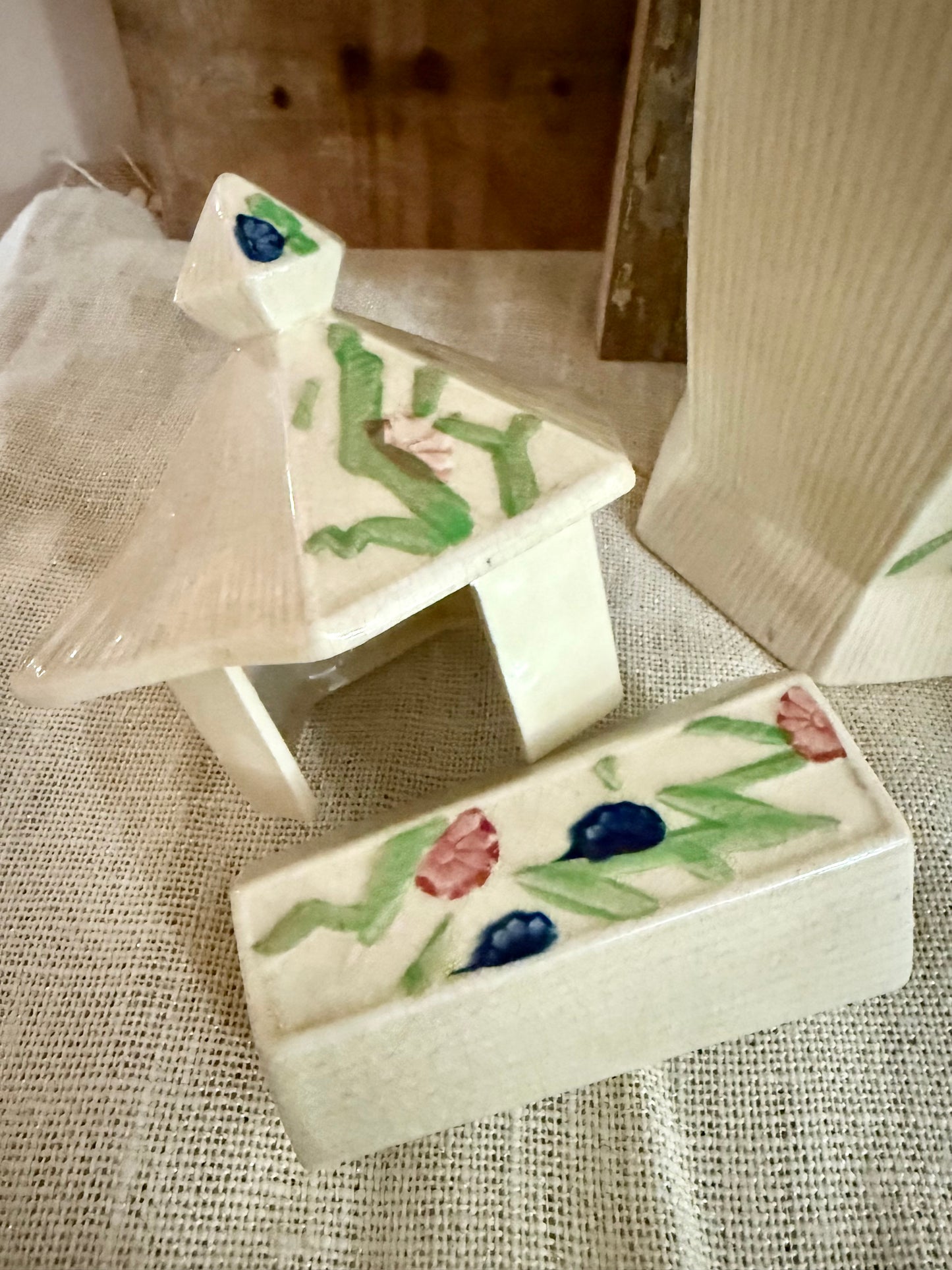 Japanese Majolica Pitcher & 4 Glasses