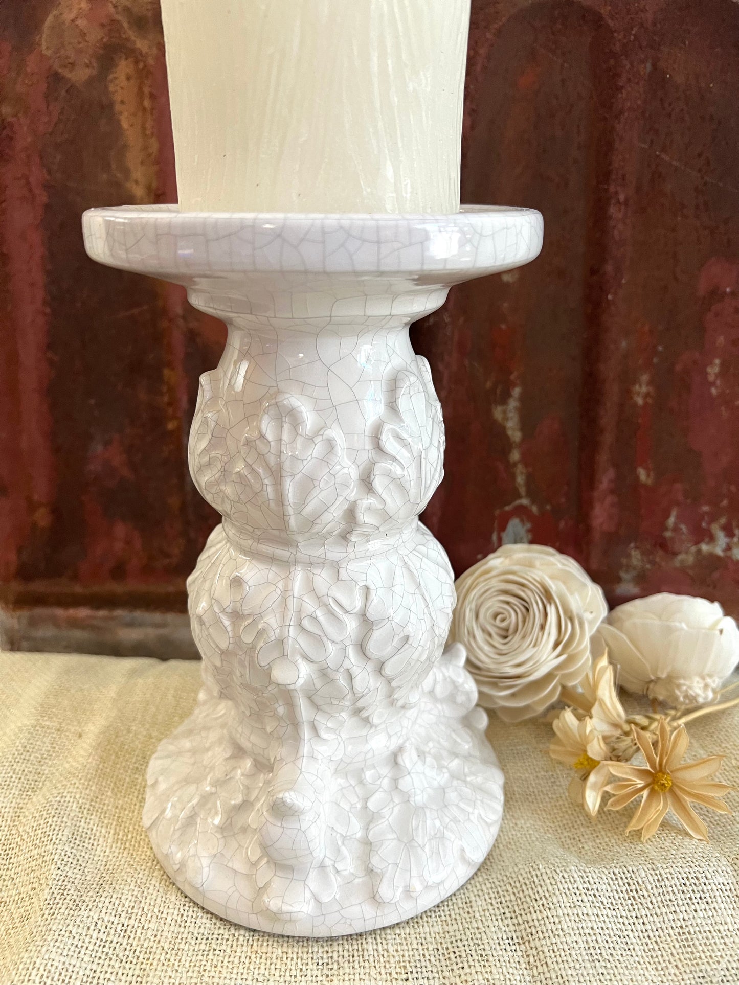 White Ceramic Pedestal Candleholder