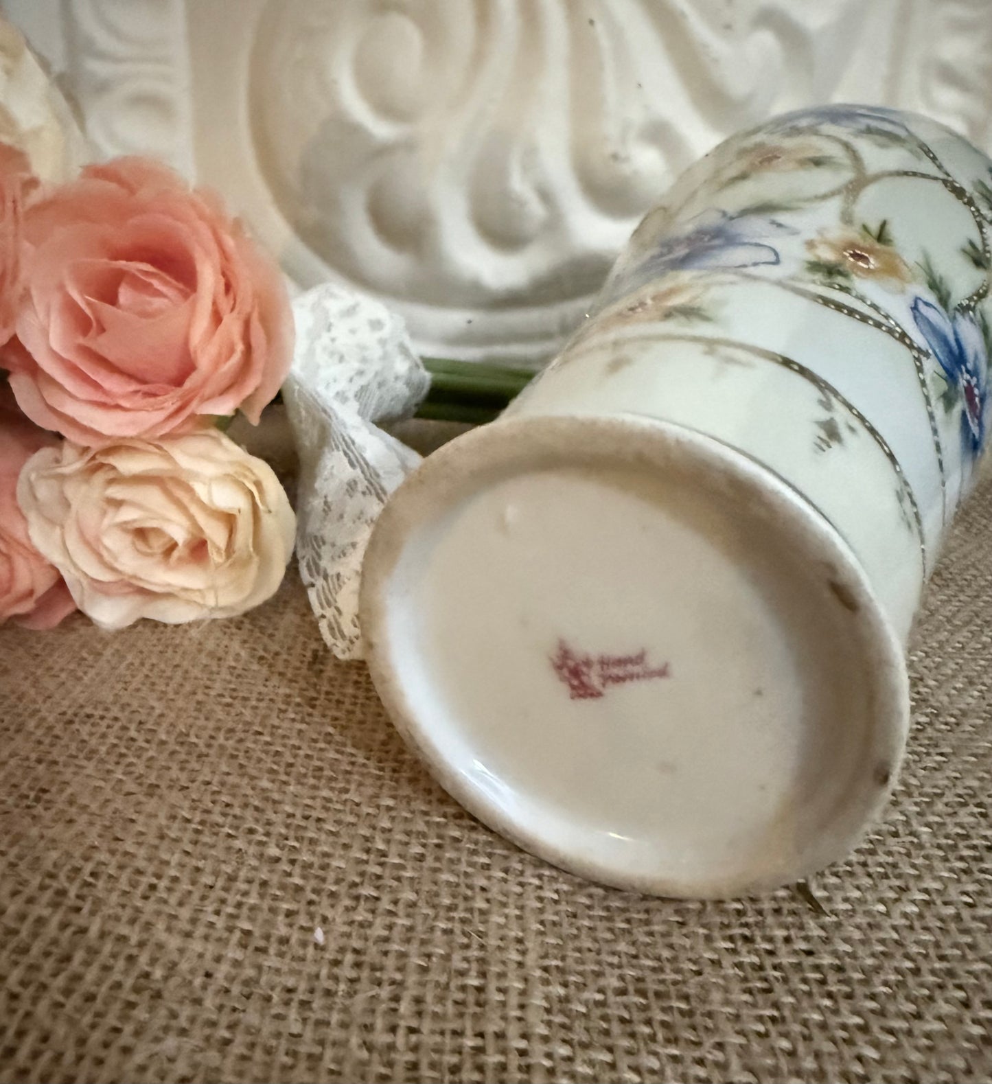 Hand Painted Floral Vase, Japan