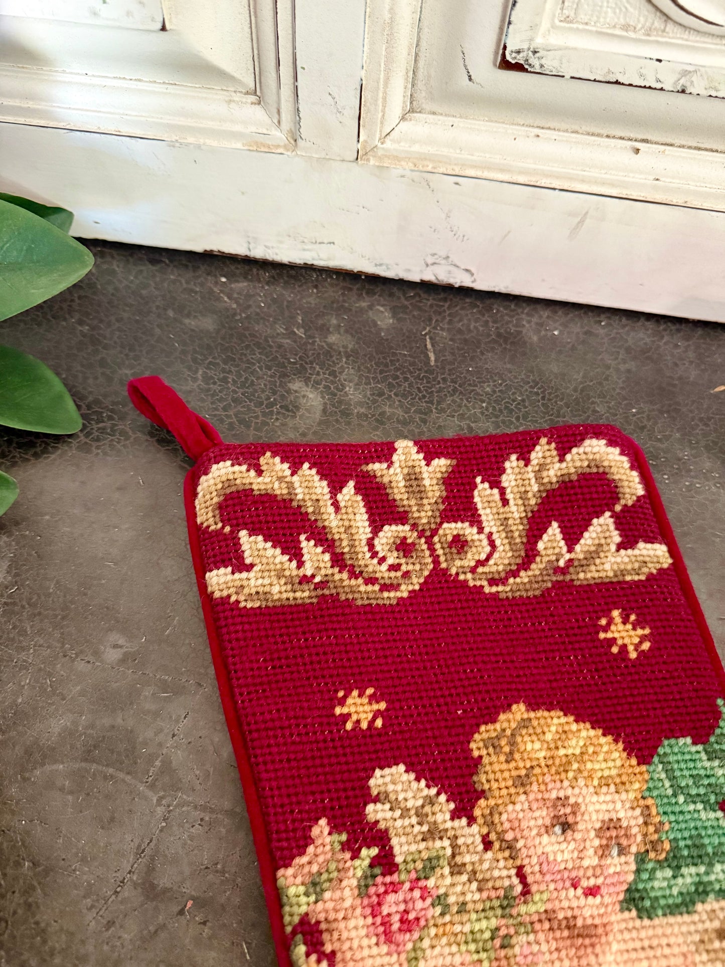 Needlepoint Cherub Stocking