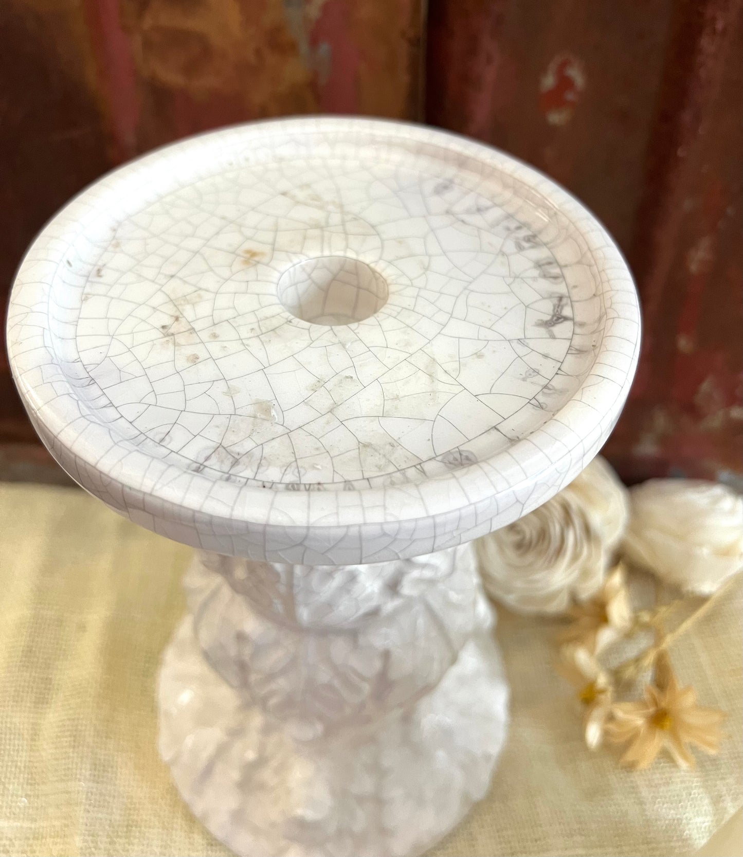 White Ceramic Pedestal Candleholder