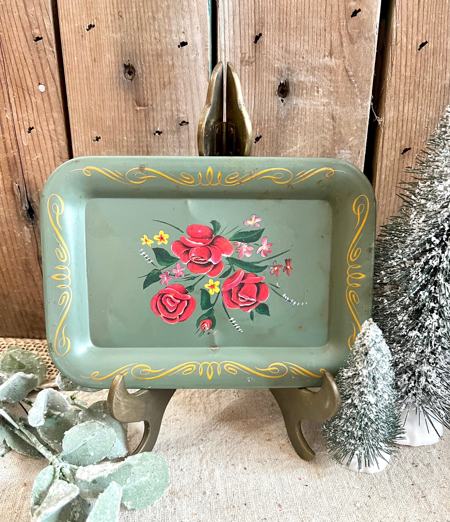 Small Vintage Tin Painted Tray