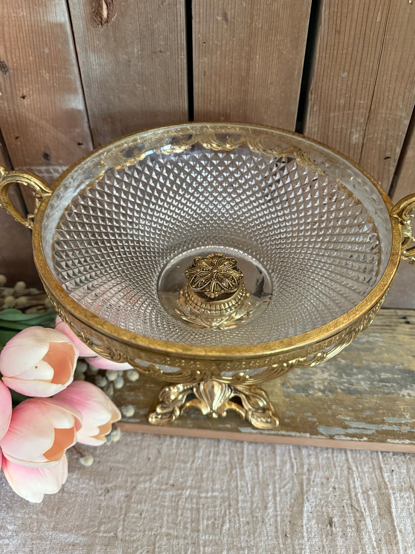 Gold & Cut Glass Compote