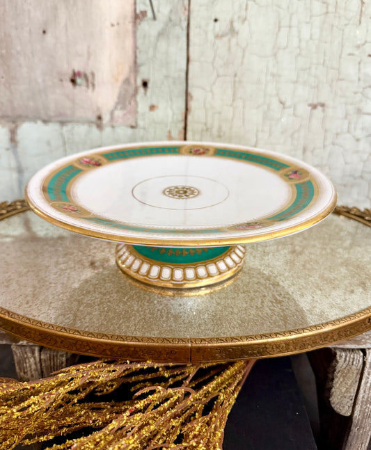 Antique Minton Pedestal Cake Stand – Hand-Painted English Porcelain