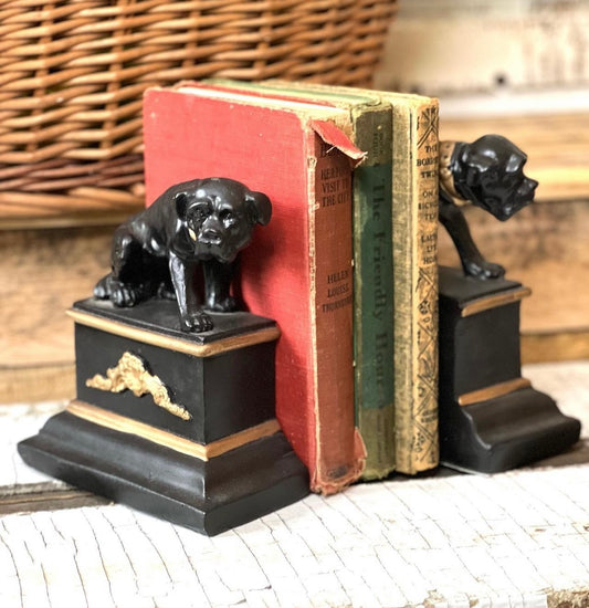 Black & Gold Dog Bookends