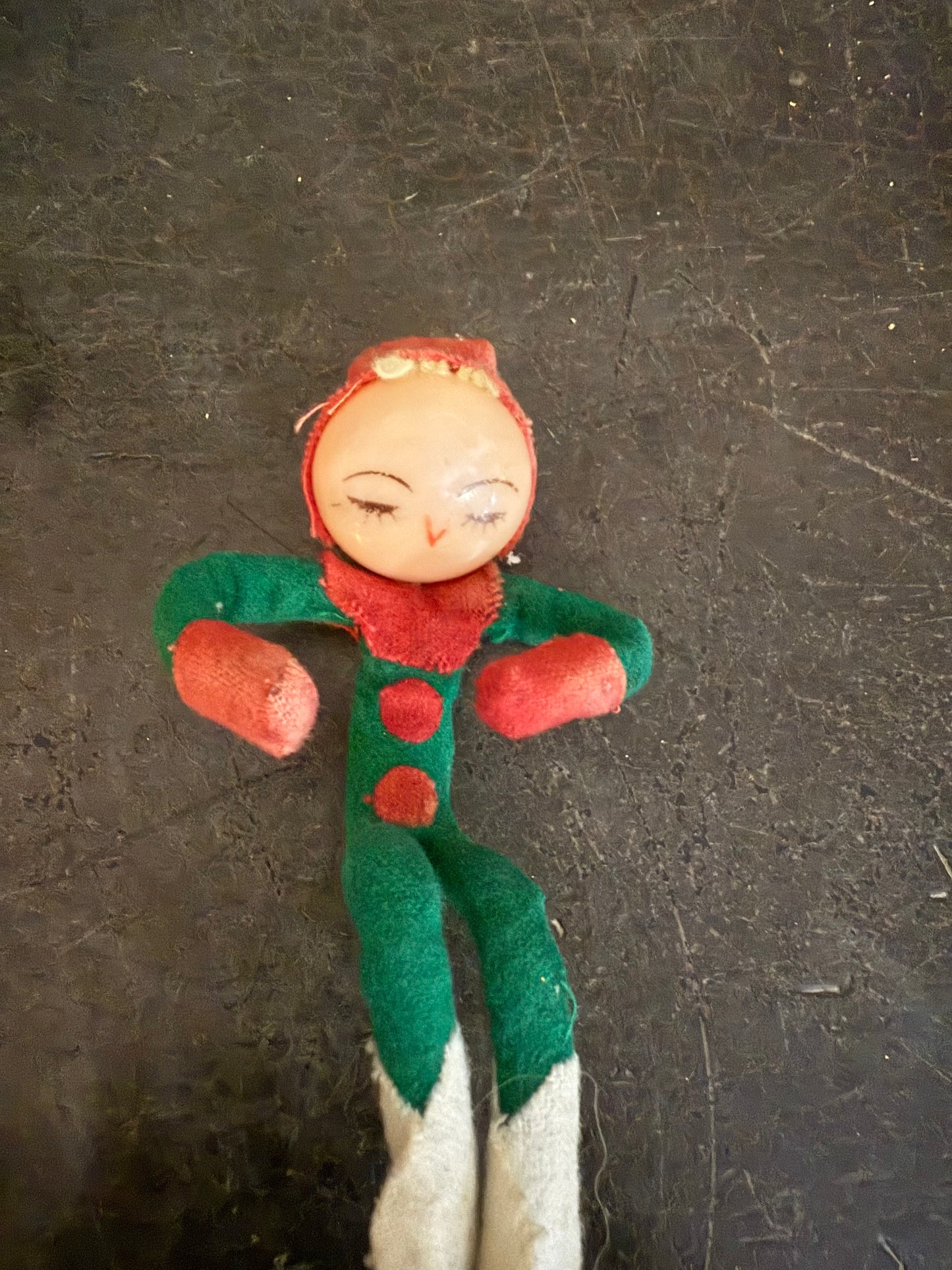 Vintage Knee Hugger Elf • 1950s Retro Christmas Pixie Ornament