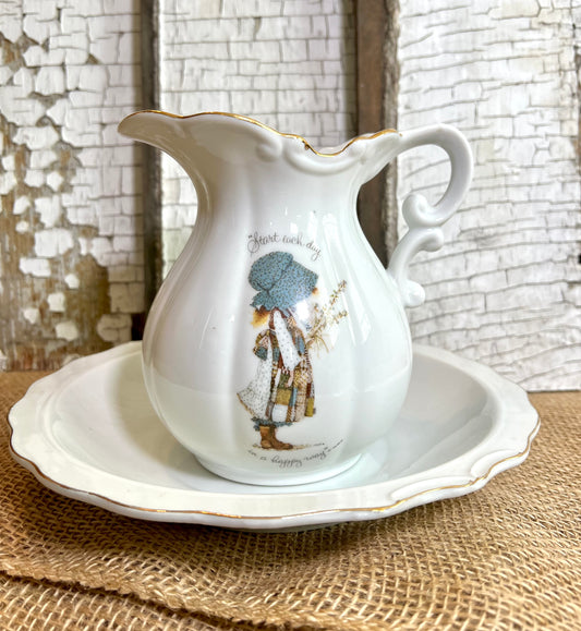 Vintage Holly Hobbie Pitcher & Basin