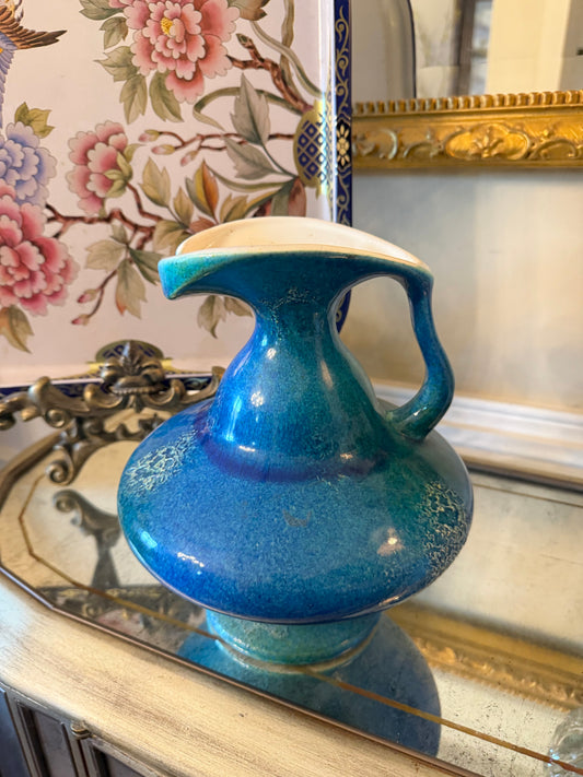 Vintage Haeger Pottery Pitcher-Blue Mottled Glaze