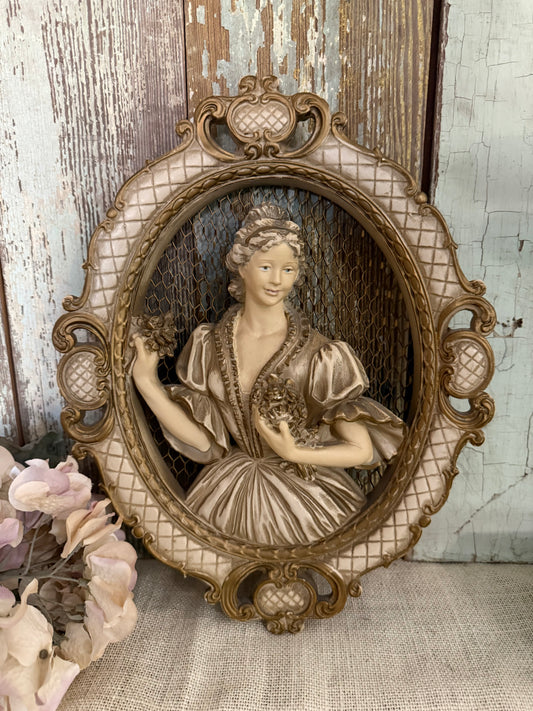 Victorian Lady Chalkware Wall Plaque