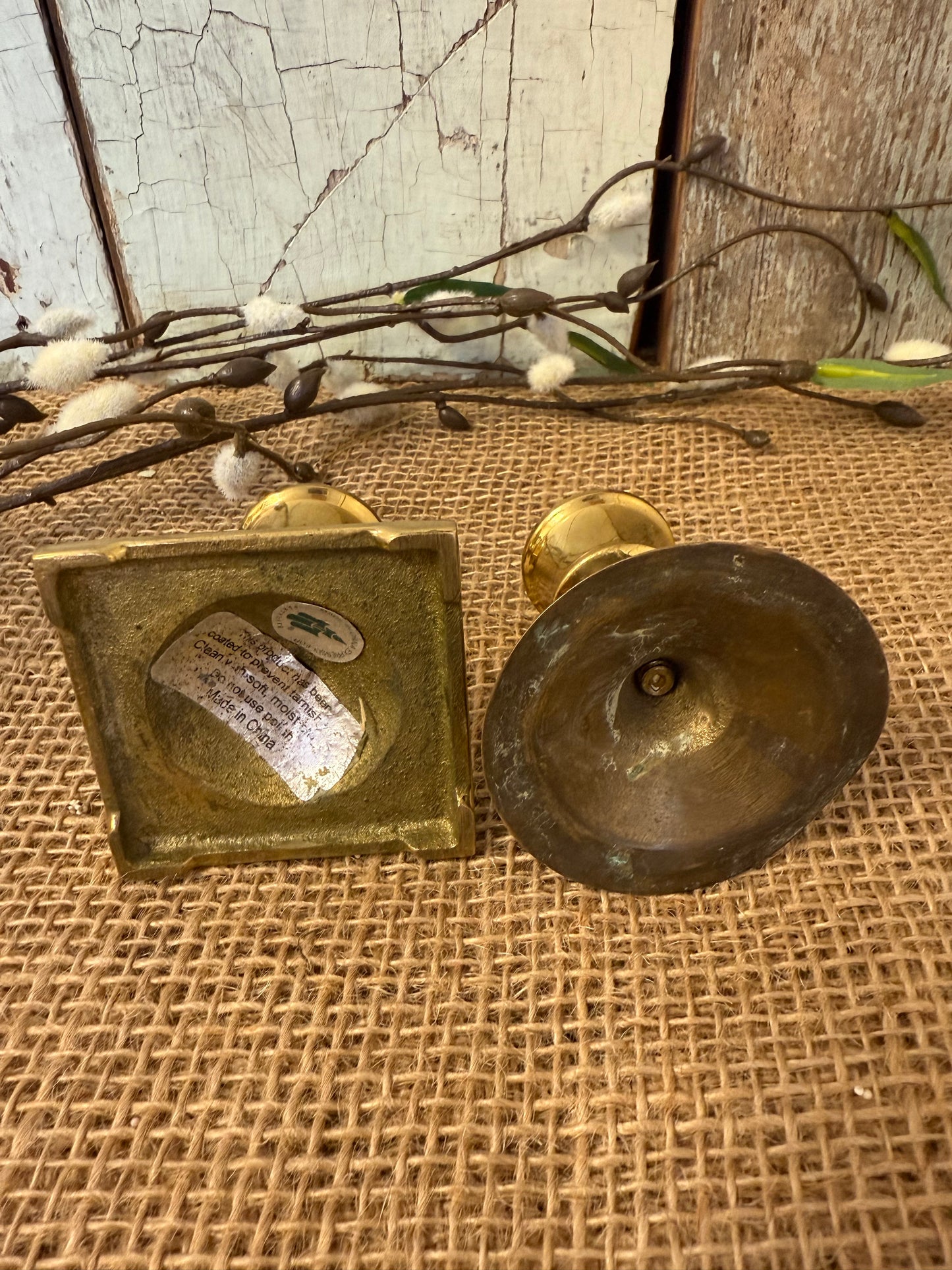 Pair of Small Brass Candlesticks