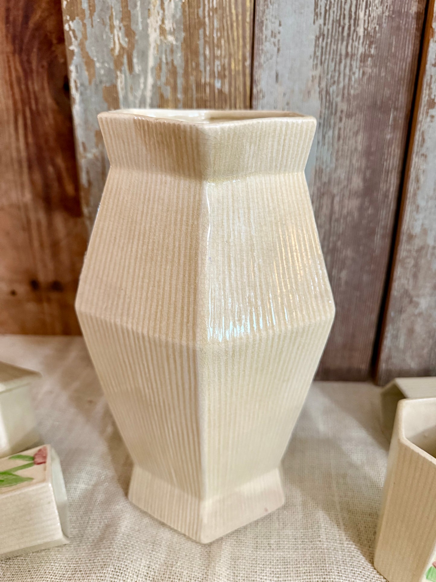 Japanese Majolica Pitcher & 4 Glasses