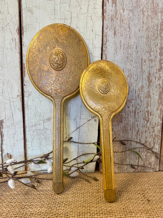 Antique Vanity Mirror & Brush