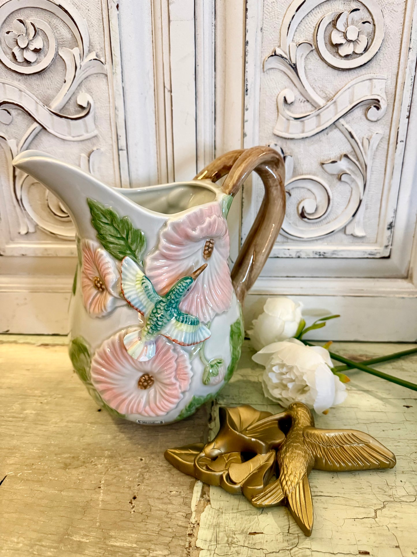 1977 Fitz & Floyd Hummingbird Pitcher