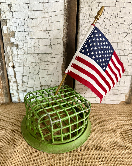 Green Metal Cage Flower Frog