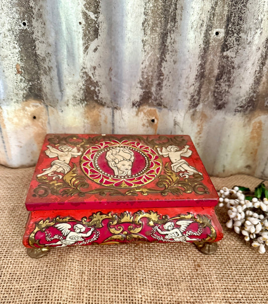 Red Decorative Cherub Tin