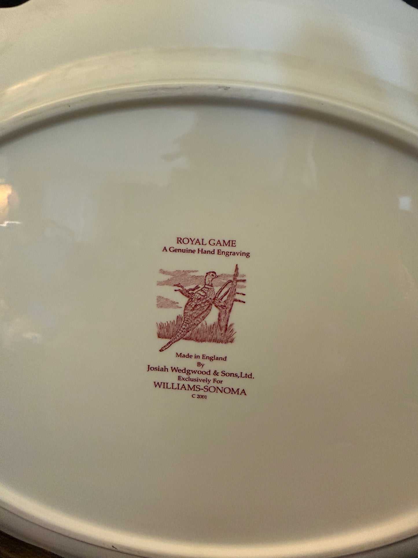 Royal Game Red Transferware Pheasant Platter