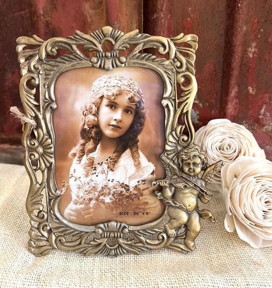 Antique Gold Cherub Picture Frame